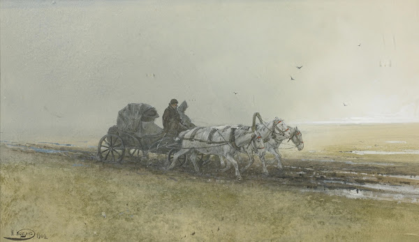 Travelers Driving a Troika After the Rain 1902
