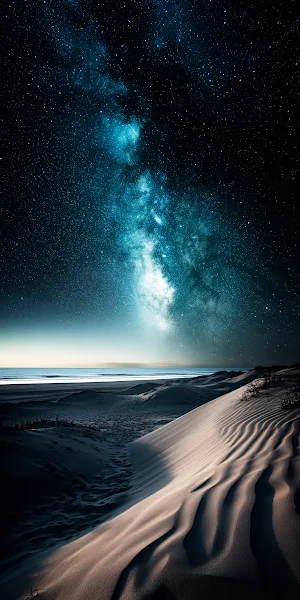 Milky Way, Night Sky, Landscape, Sand Dunes 4K iPhone Wallpaper Background