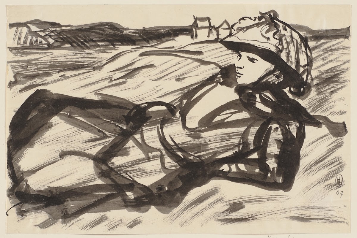 Lying woman with hat 1907