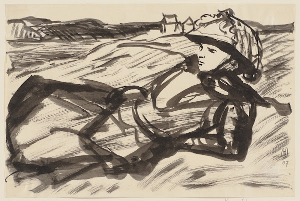 Lying woman with hat 1907