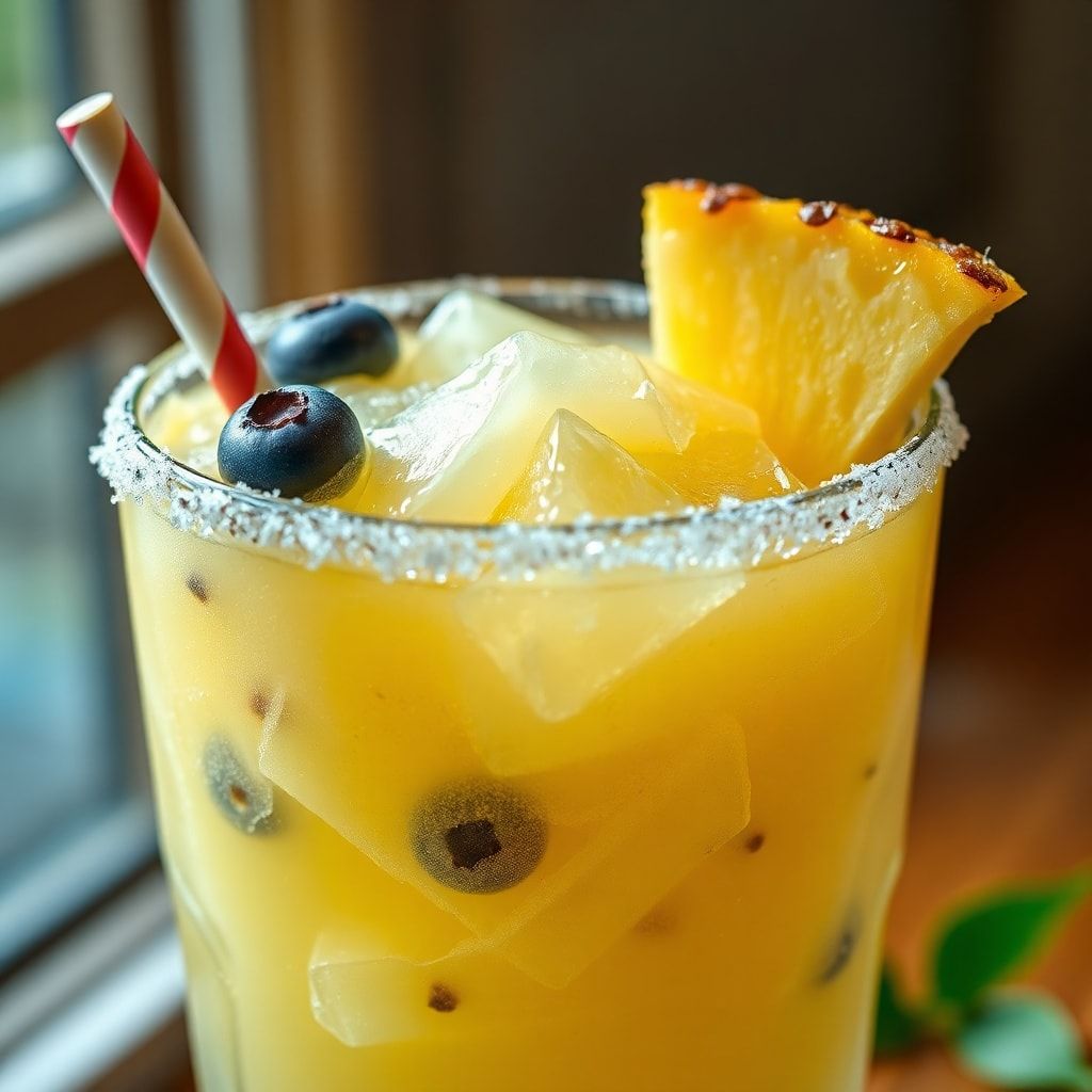 Fresh Pineapple Blueberry Margarita Recipe for Summer (Easy 5-Minute Blender Drink)