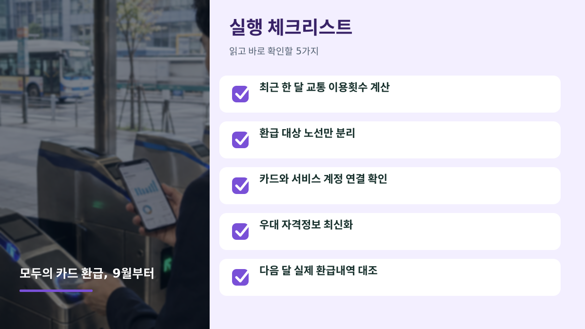 모두의 카드 환급, 9월부터 뭐가 달라지나요? 출퇴근 교통비 비교 - 글 전용 체크리스트
