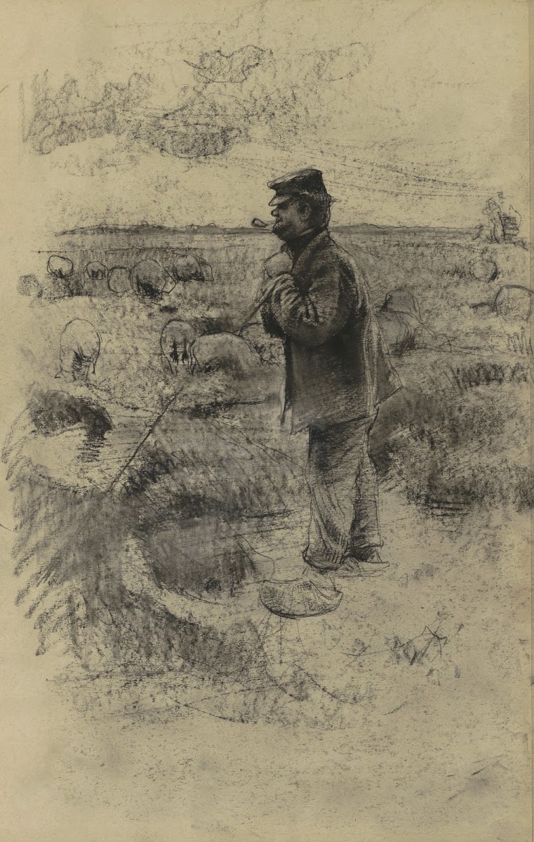 Schaapherder die op zijn staf leunt 1884 1887