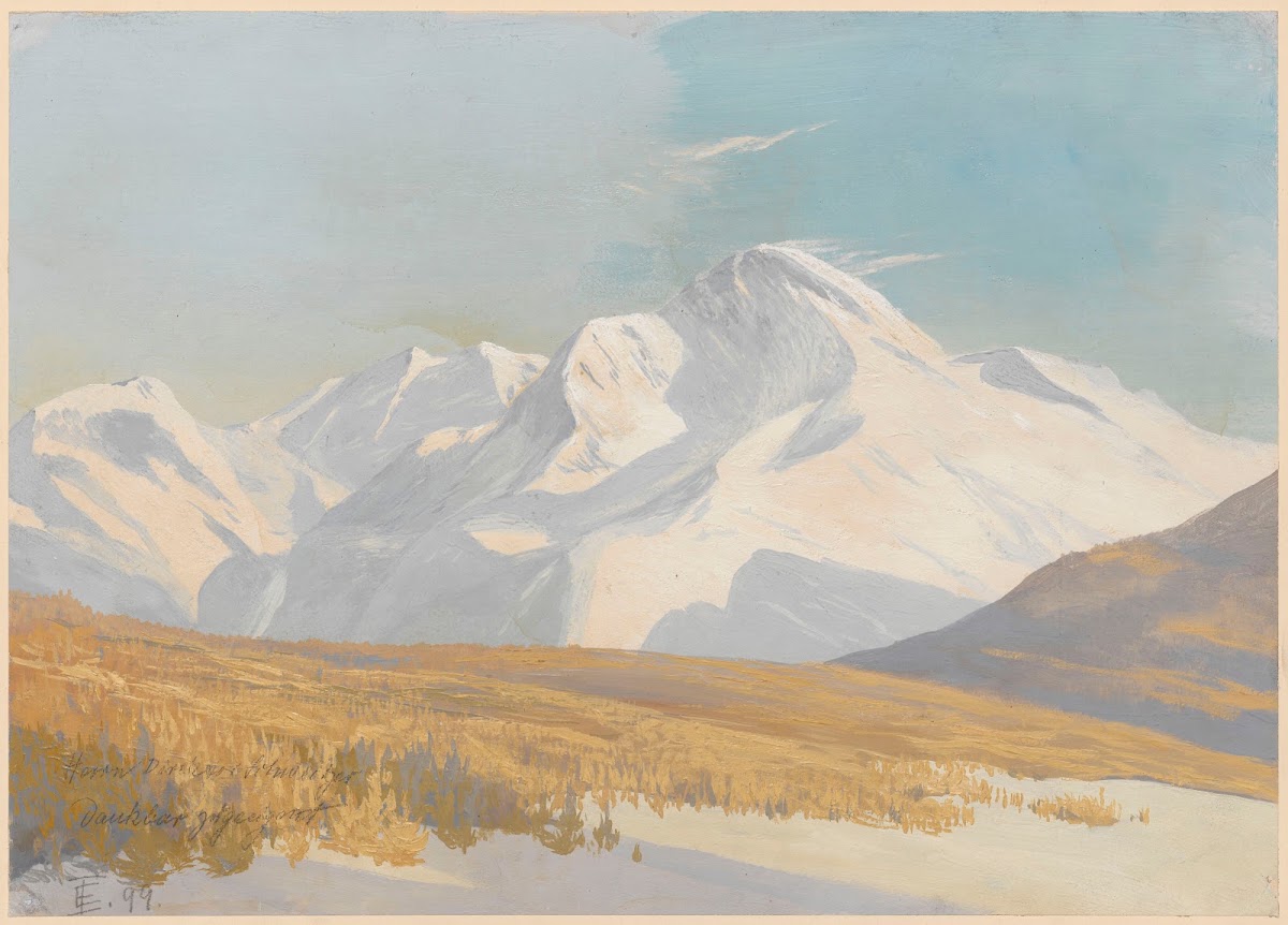 High mountain massif in snow 1899
