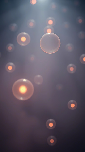Ethereal Glowing Orbs Floating in Dark Fog Digital Art - Free mobile Wallpaper