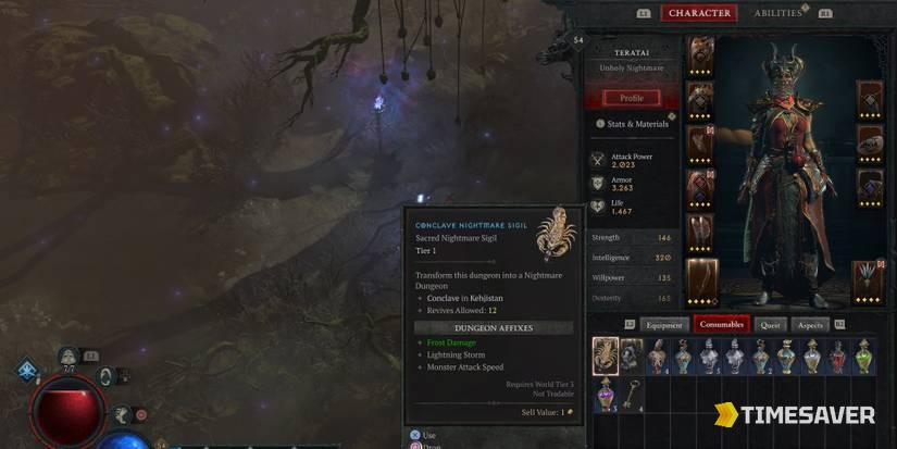 Diablo 4 Nightmare Sigil with dungeon affixes — rolling Sigils for a gem-reserve affix at Torment X is the fastest Season 14 Gem Fragment farm