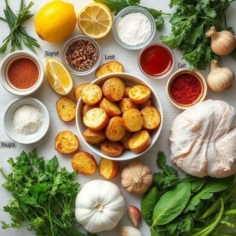 Ingredients for Crispy Greek Potatoes with Lemon and Garlic Recipe – Easy & Homemade