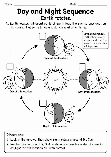 Day and Night Sequence Worksheet