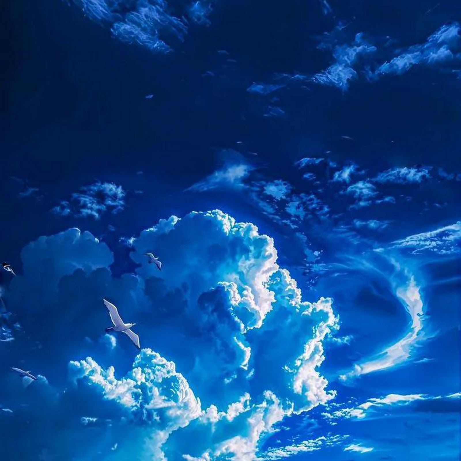 Download Blue Sky, Cloudscape, Anime Art, Digital Art iPhone