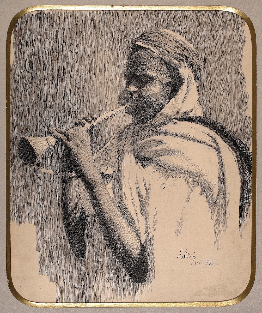 Arab playing the trumpet 1894