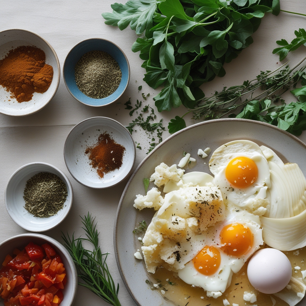 Ingredients for Baked Feta Eggs - Easy & Delicious Homemade Breakfast