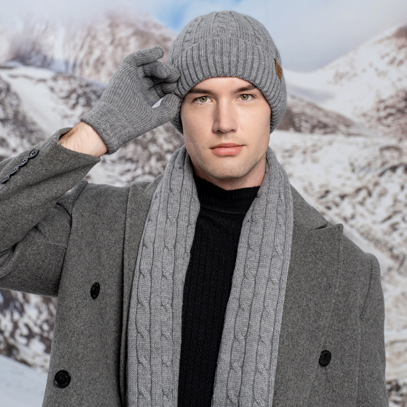 Knit set with hat, scarf, and gloves