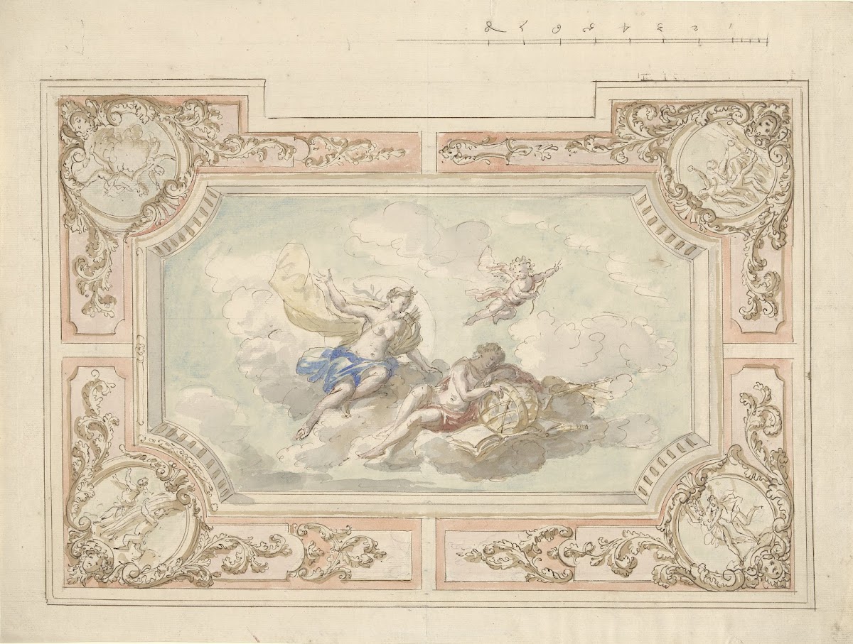 Ontwerp voor een plafondschildering met Diana en Endymion 1677   1755