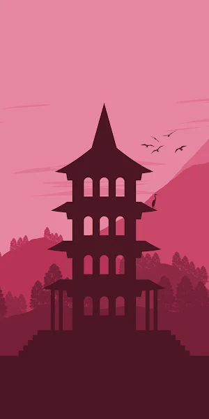 Japan Landscape Vector Minimalist 4K Wallpaper Background