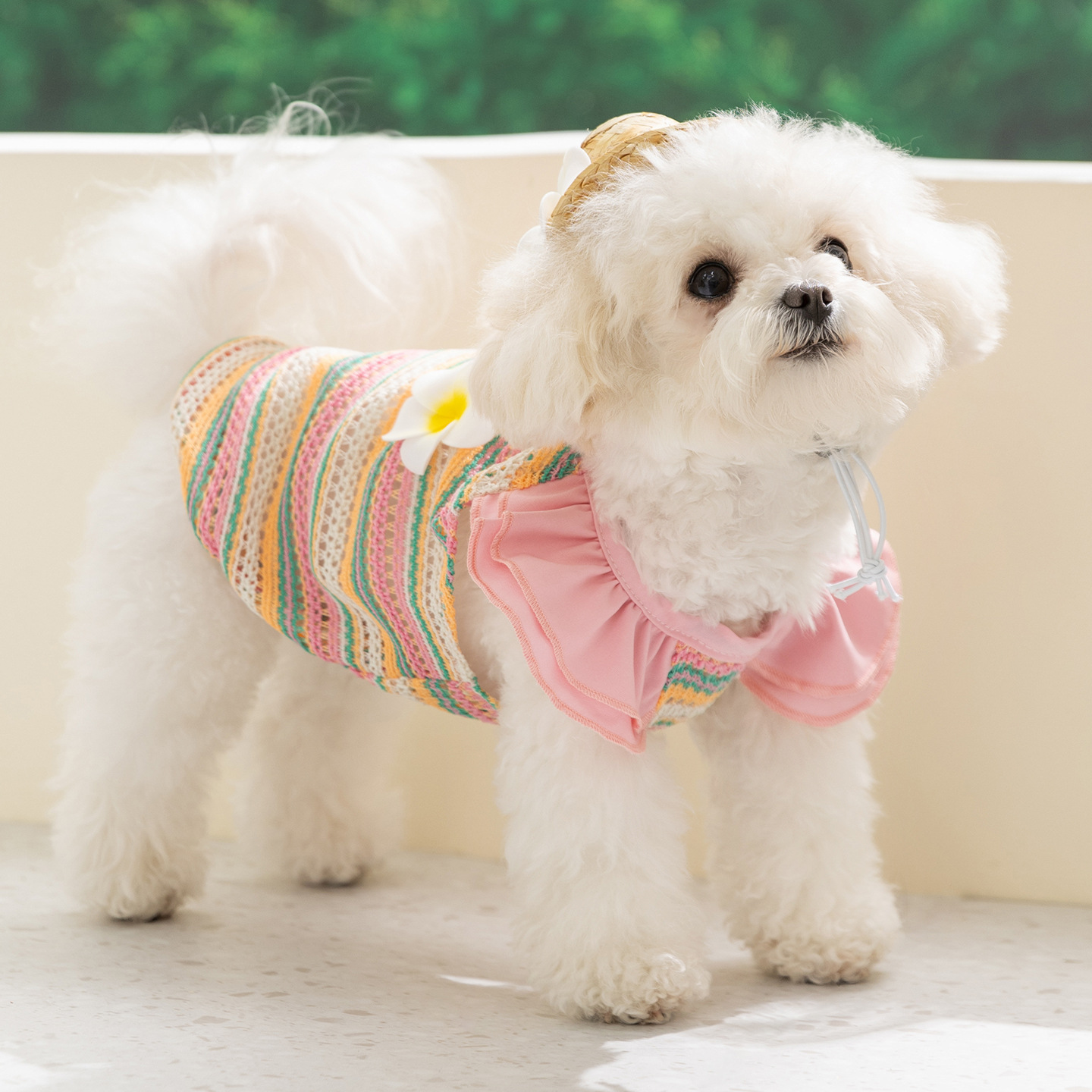 Hundeträgershirt mit Blumenmuster, Frühling und Sommer