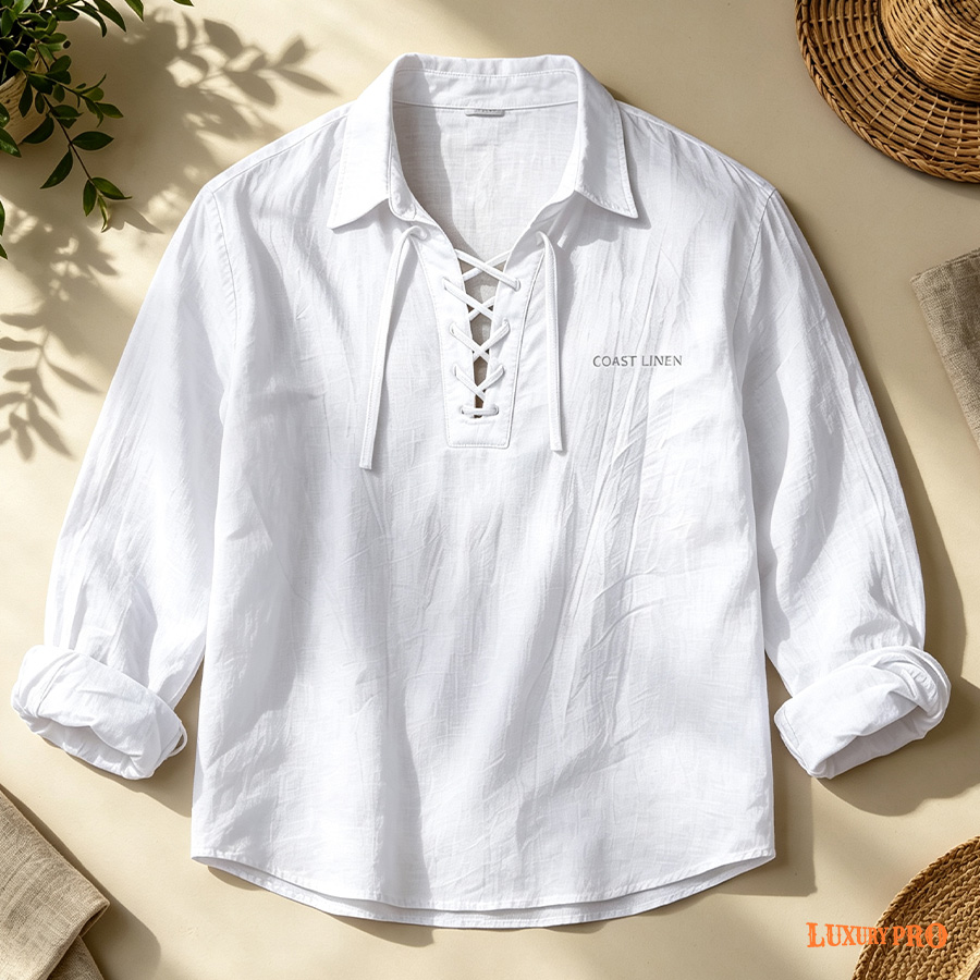 2D‑Linen‑look Polo Shirt