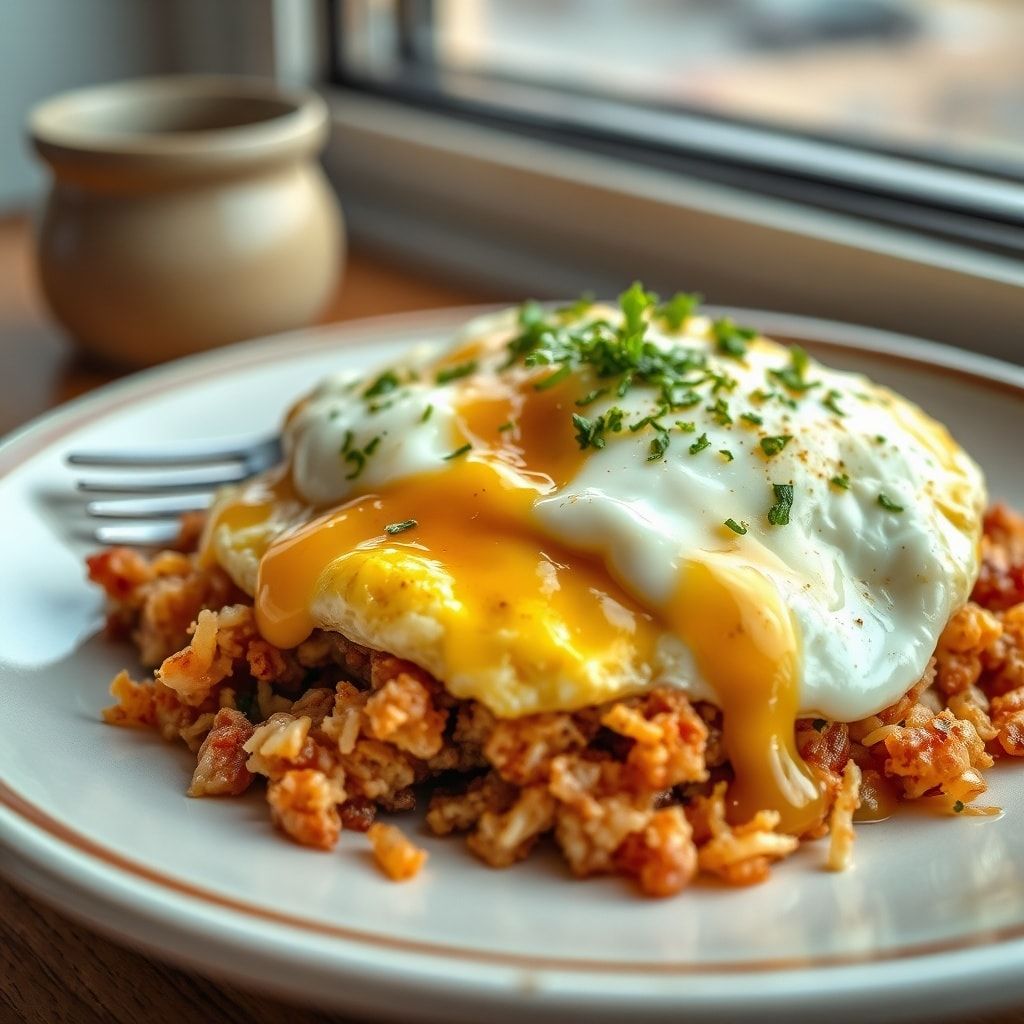 Crispy Loaded Hash Browns with Creamy Scrambled Eggs – Easy Family Brunch