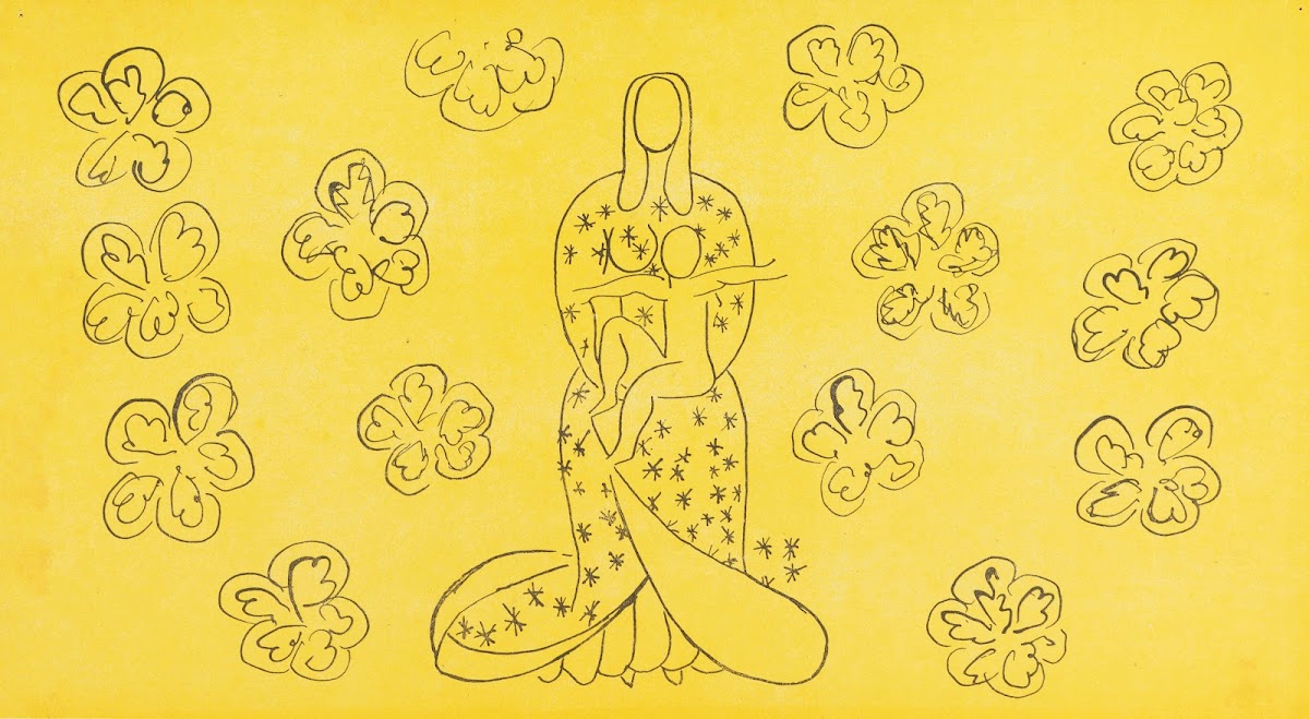 Vierge et lenfant au décor fleuri 1949