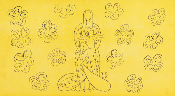 Vierge et lenfant au décor fleuri 1949
