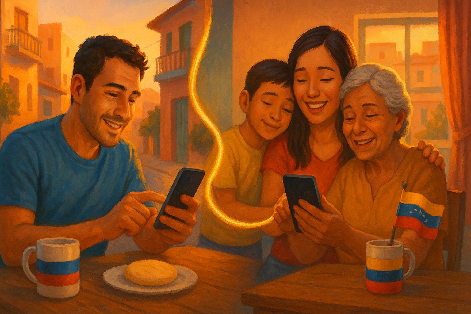 familia venezolana recibiendo remesa en bolívares y dólares desde el exterior