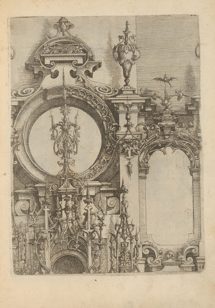 Two windows decorated with foliage and Gothic shapes 1593 1595