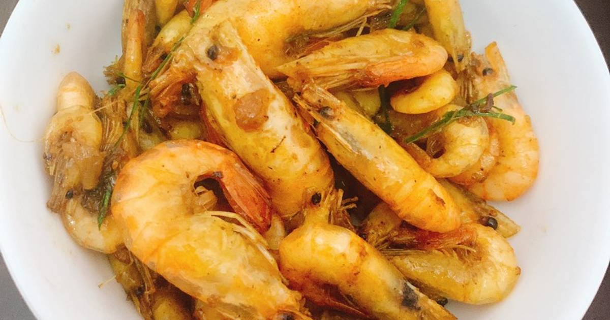 Tôm đồng rang lá chanh