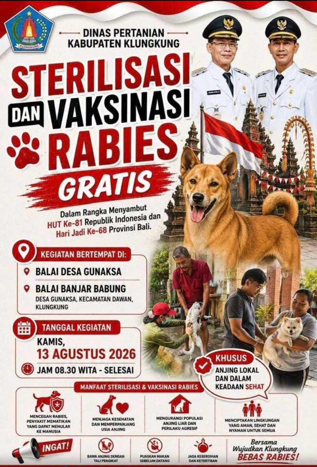 Sterilisasi dan Vaksinasi Rabies Gratis — Free Rabies Sterilization & Vaccination