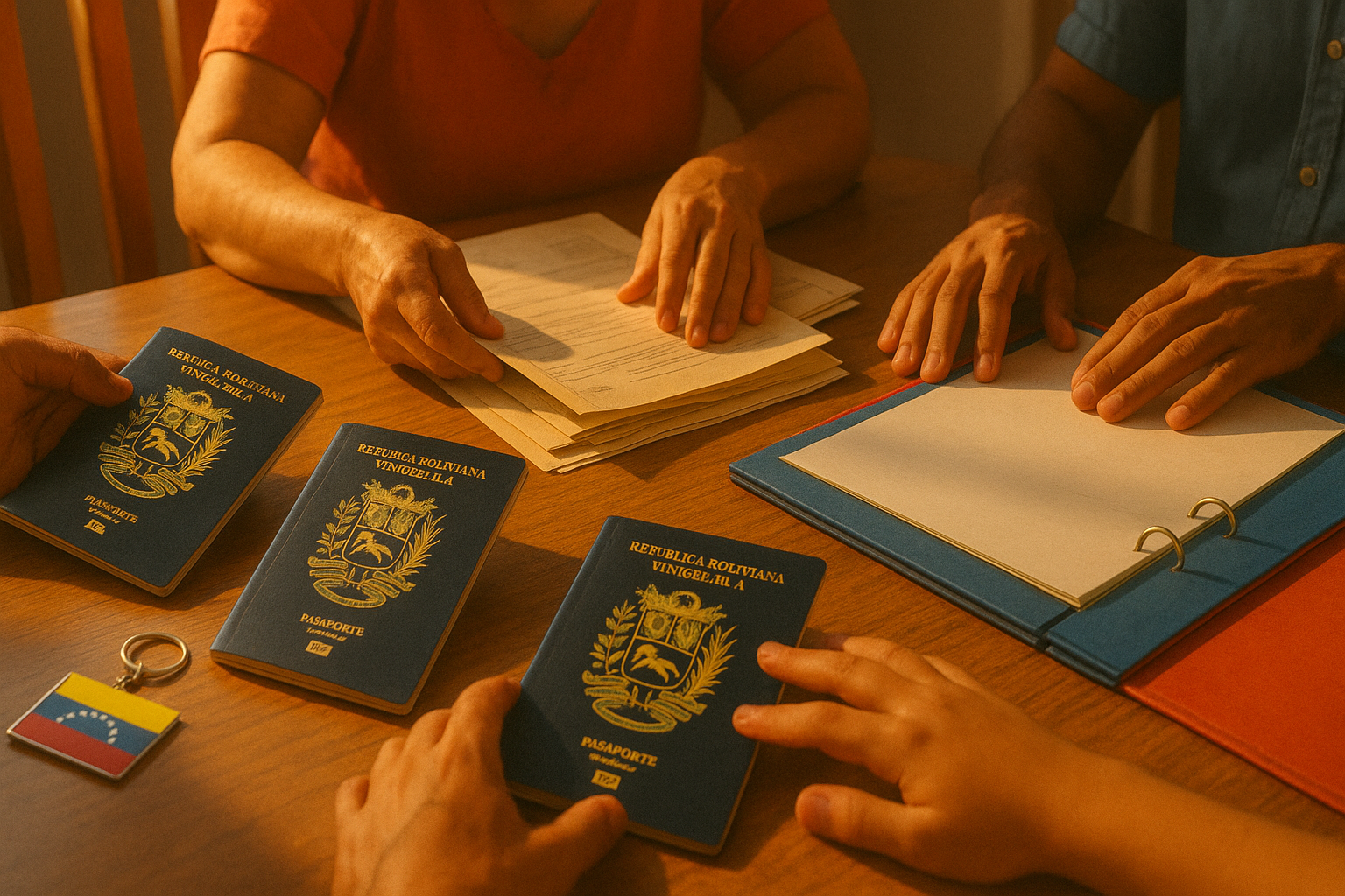 venezolanos organizando documentos para apostilla y trámites migratorios