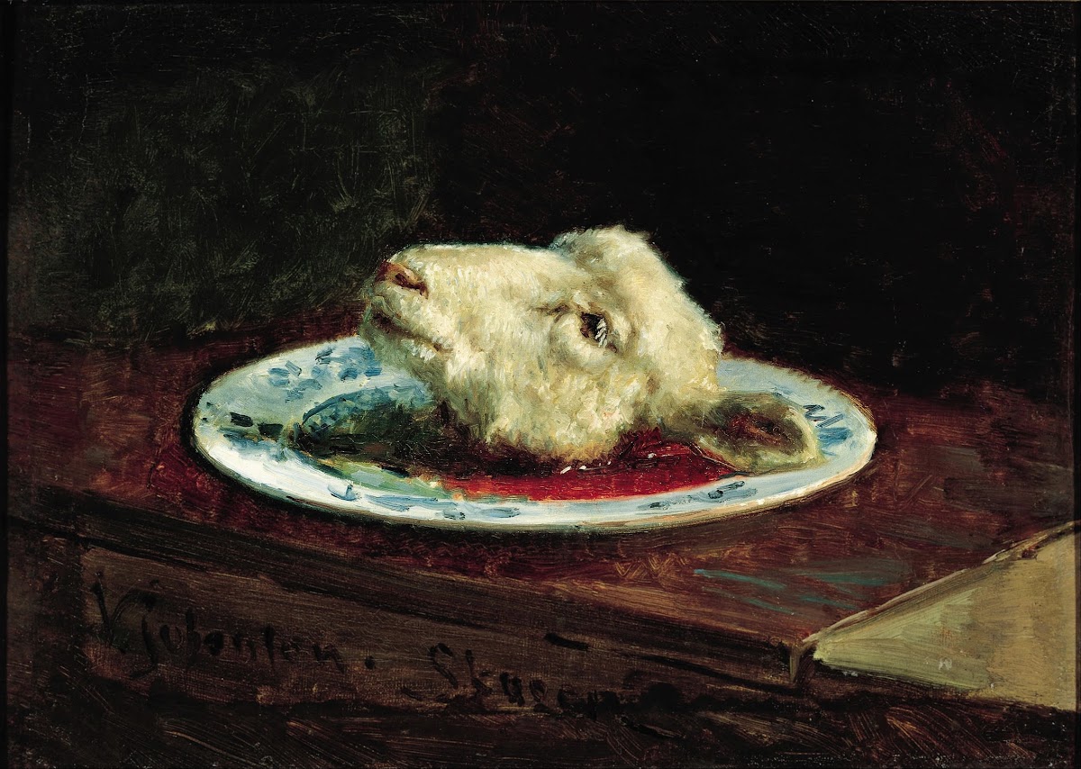 Lambs head on a plate 1880
