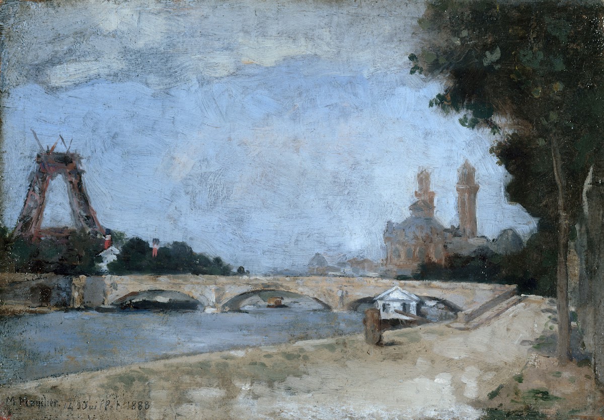 La Tour Eiffel en construction vue du quai de la Conférence 1888