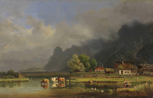 Der Kochelsee mit den Häusern von Schlehdorf 1863 1867