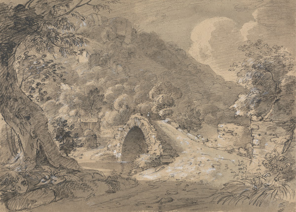 Mountainous Landscape with a Bridge and House ca 1816