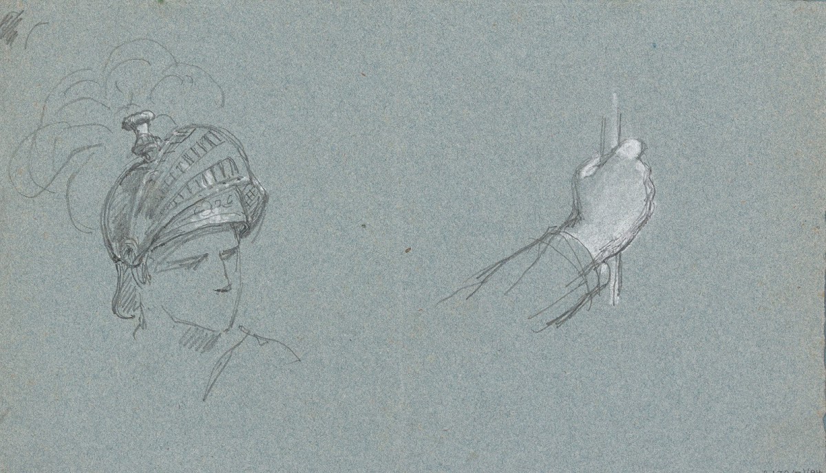 Head of a Man with Helmet and Hand