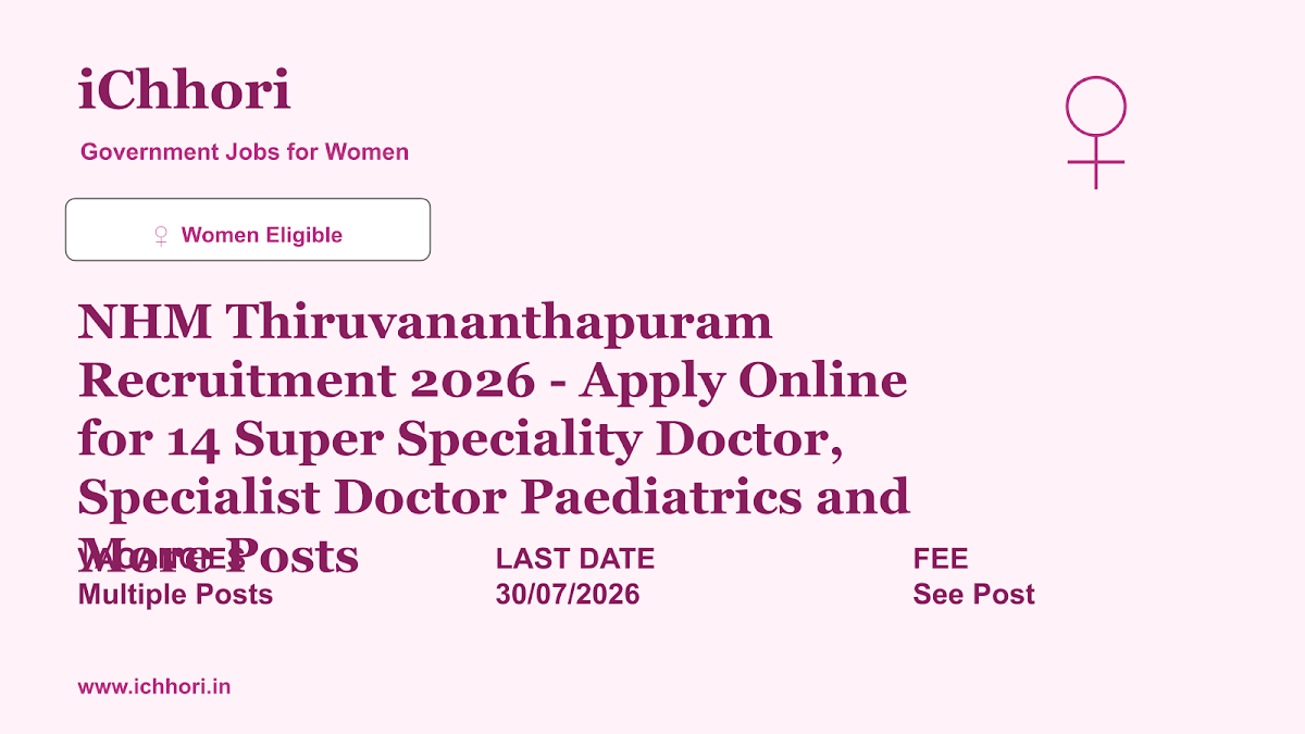 NHM Thiruvananthapuram Recruitment 2026 - Apply Online for 14 Super Speciality Doctor, Specialist Doctor Paediatrics and More Posts - iChhori