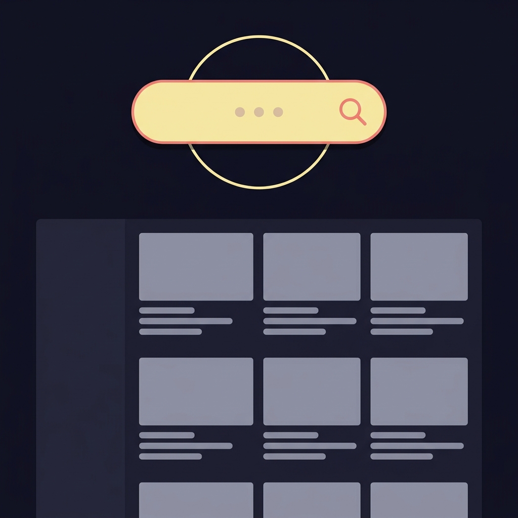 Minimalist vector mockup of a regulator catalog page with a highlighted search box and circled search area suggesting a live golf betting query
