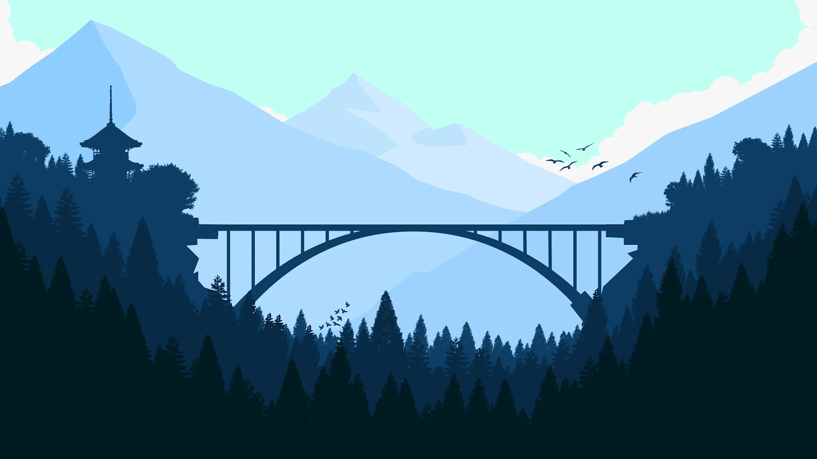 Bridge In Forest Minimalist 4K Desktop Wallpaper Background [3840x2160] Free Download