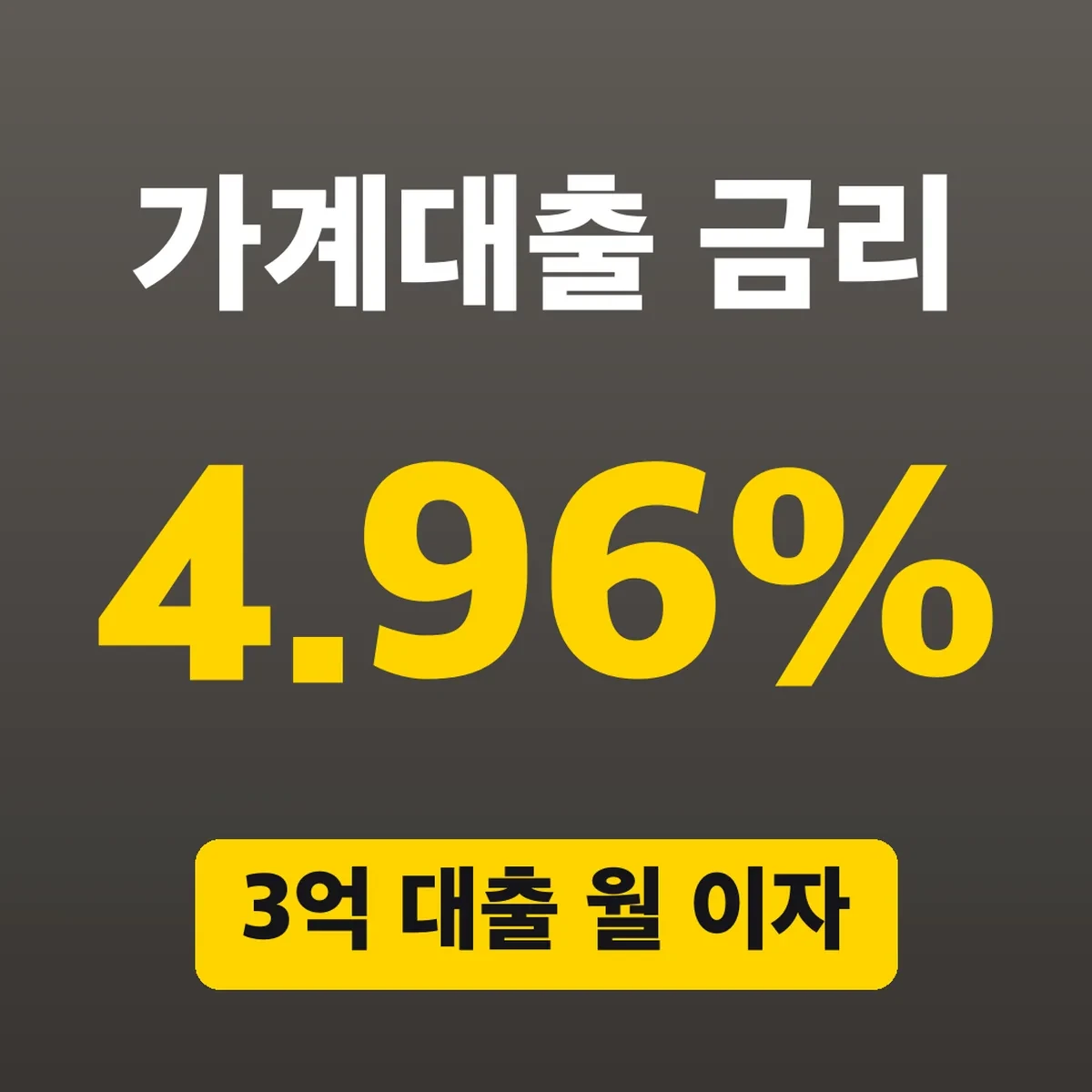 가계대출 금리 4.96%, 3억 대출 월 이자 5.5만원↑