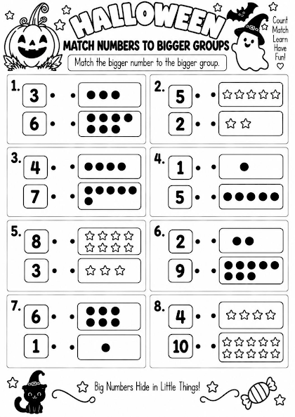 Halloween Match Numbers to Bigger Groups