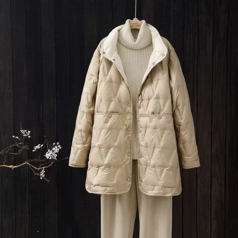 Wendbare Daunenjacke für Damen, mittellang, große Größen