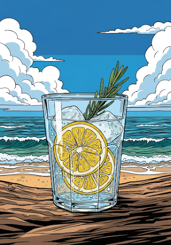 Vibrant Cocktail Beach Comic Art
