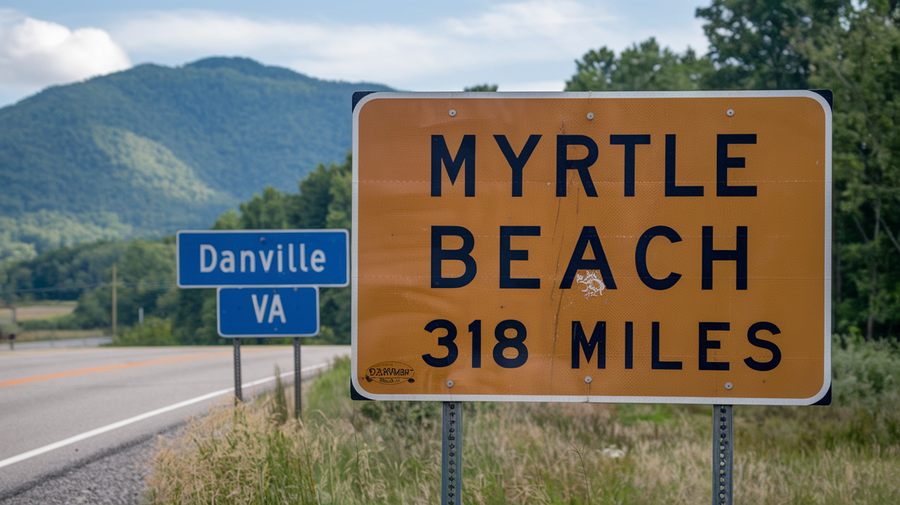 Distance from Danville, VA to Myrtle Beach, SC