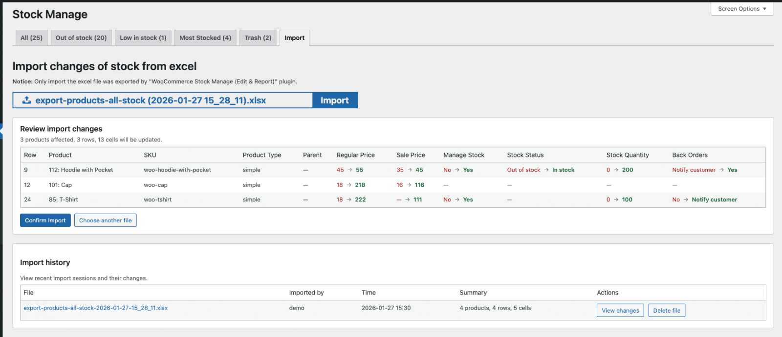 Woo Stock Manage & Report
