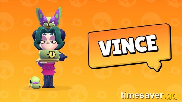 Vince, the new Mythic Damage Dealer in Brawl Stars, holding a coffee cup at the Creepy Cafe