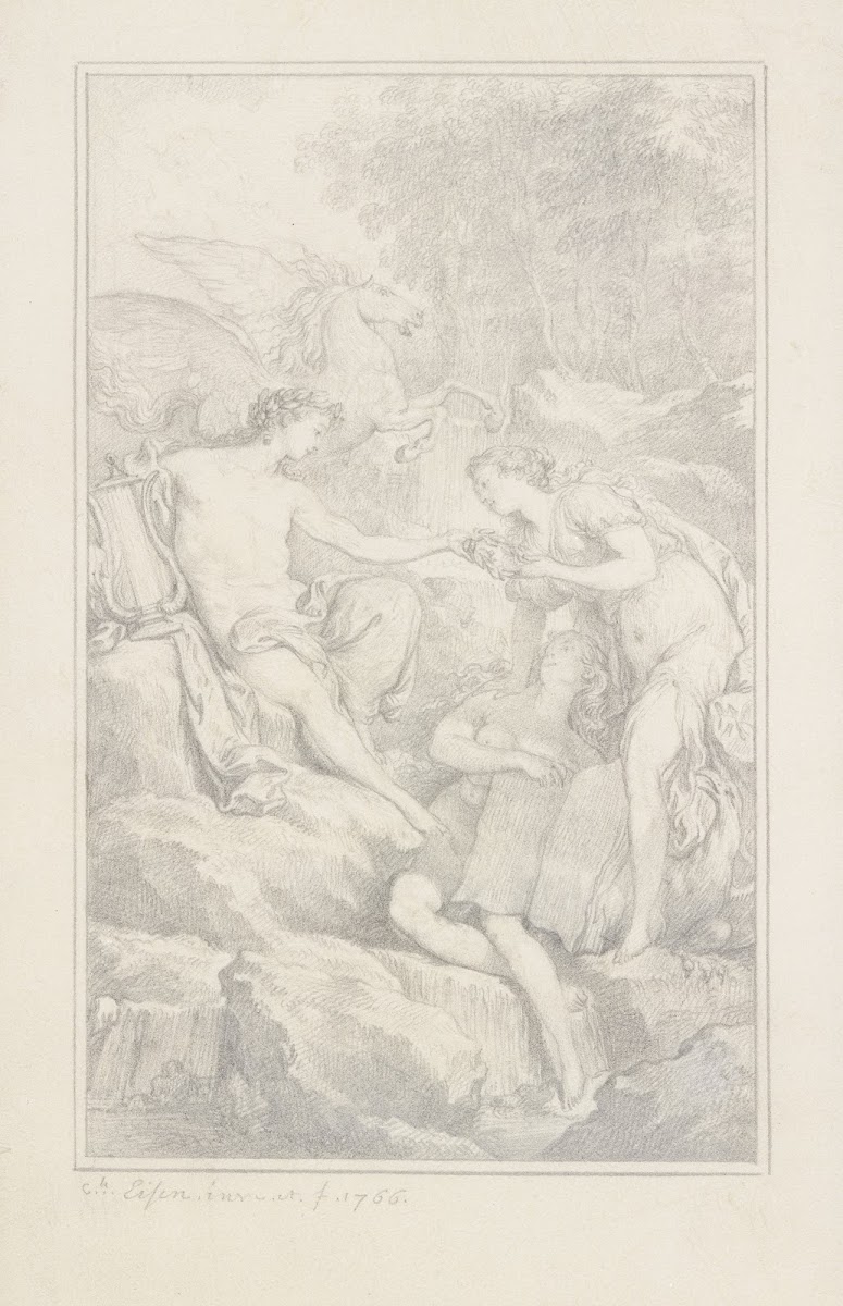 Apollo überreicht der Dichtkunst den Kranz 1766