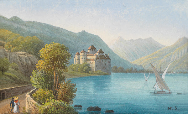 Blick auf Schloss Chillon am Genfer See