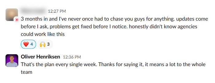 Client message in Slack