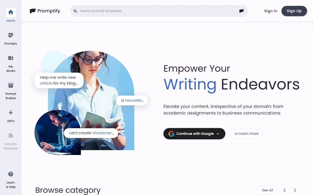 Captura de Promptify