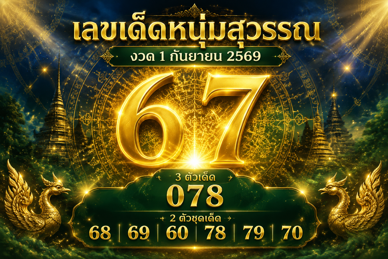 เลขเด็ดหนุ่มสุวรรณ งวด 1 กันยายน 2569 เปิดแนวทางเด่น 6-7 ชุด 2 ตัว 3 ตัว