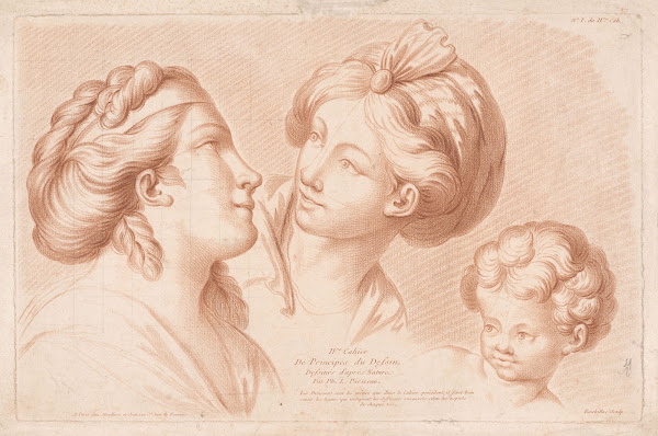 Two womens heads and a childs head 1749 1849
