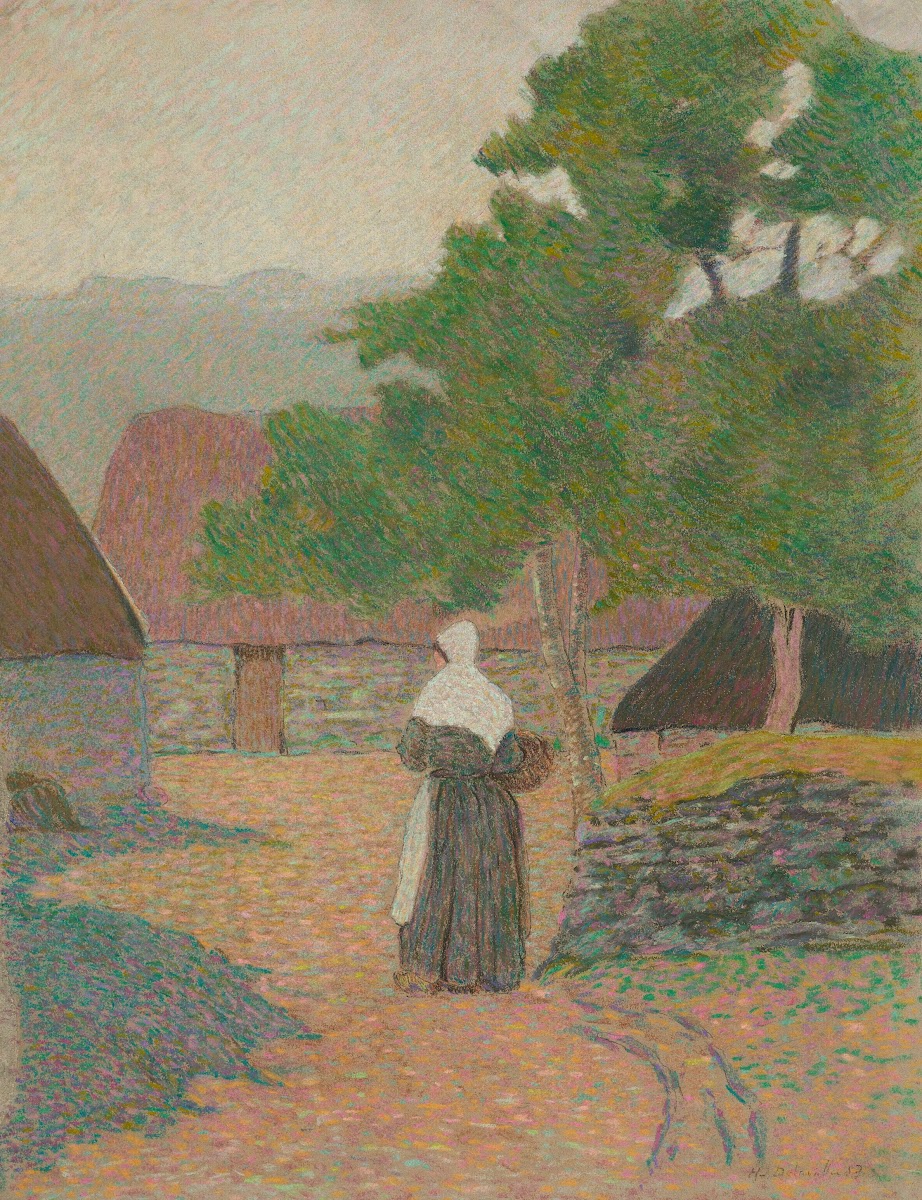 Paysage paysanne allant à sa ferme 1887